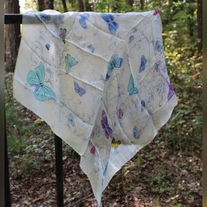 Floral Butterfly Silk Scarf